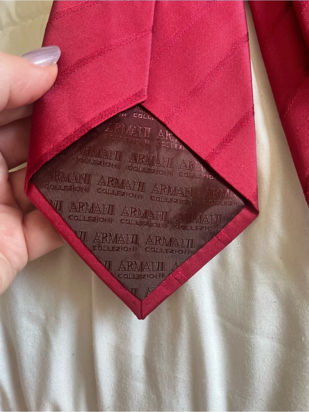 Armani Collezioni Deep Burgundy Diagonal Stripe Tie
